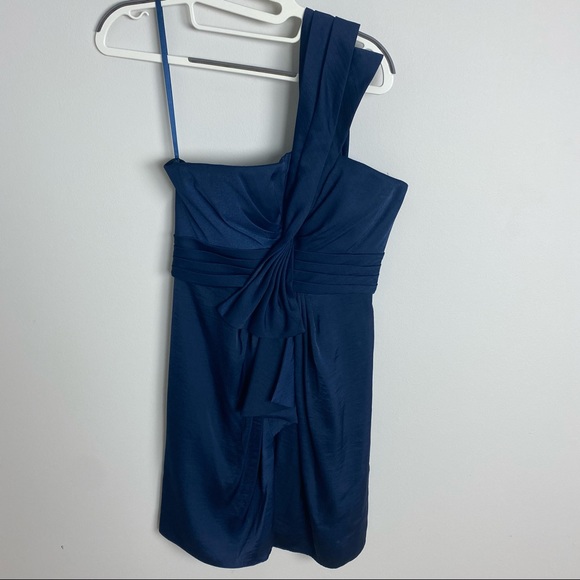 BCBGMaxAzria One Shoulder Cocktail Dress, Navy, Size 4 - Picture 2 of 4